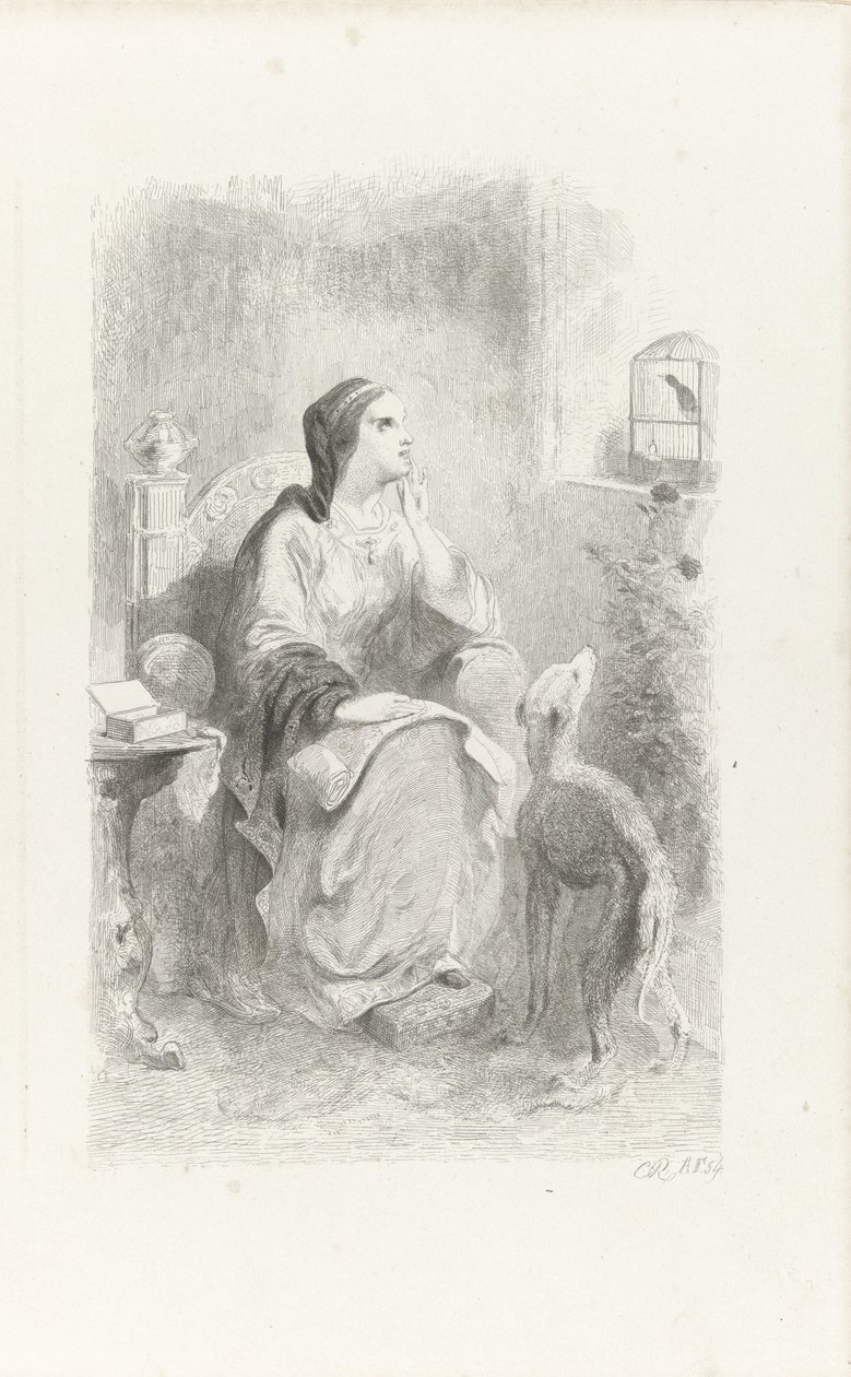 Helene looking through a window by Charles Rochussen