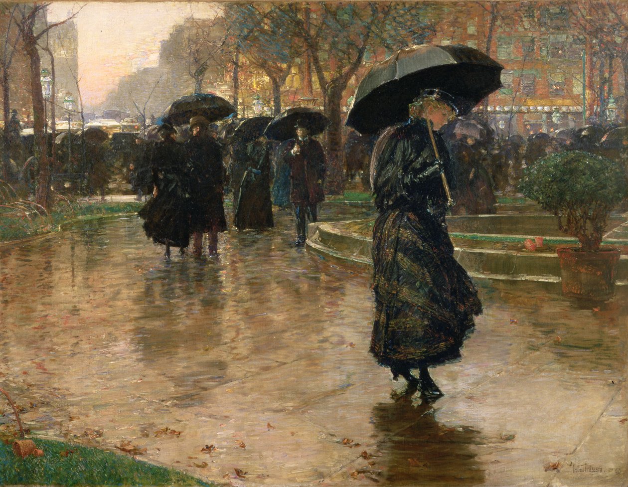 Rain Storm, Union Square by Childe Frederick Hassam