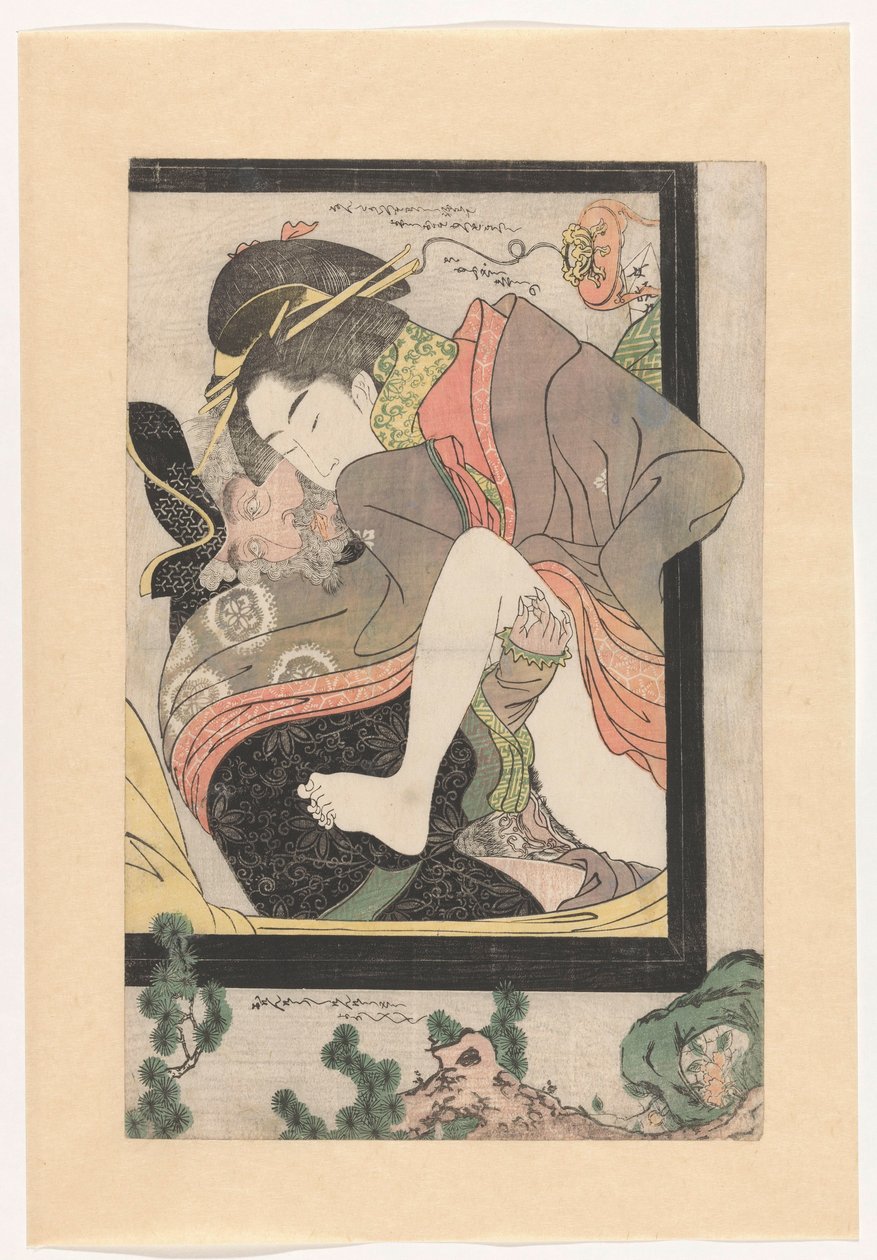 Dutchman with a Japanese Courtesan by Chokosai Eishô (attributed to)