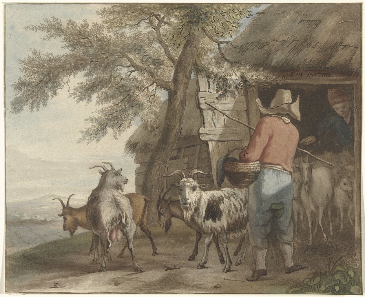 Goatherd by a Barn by Christiaan Josi