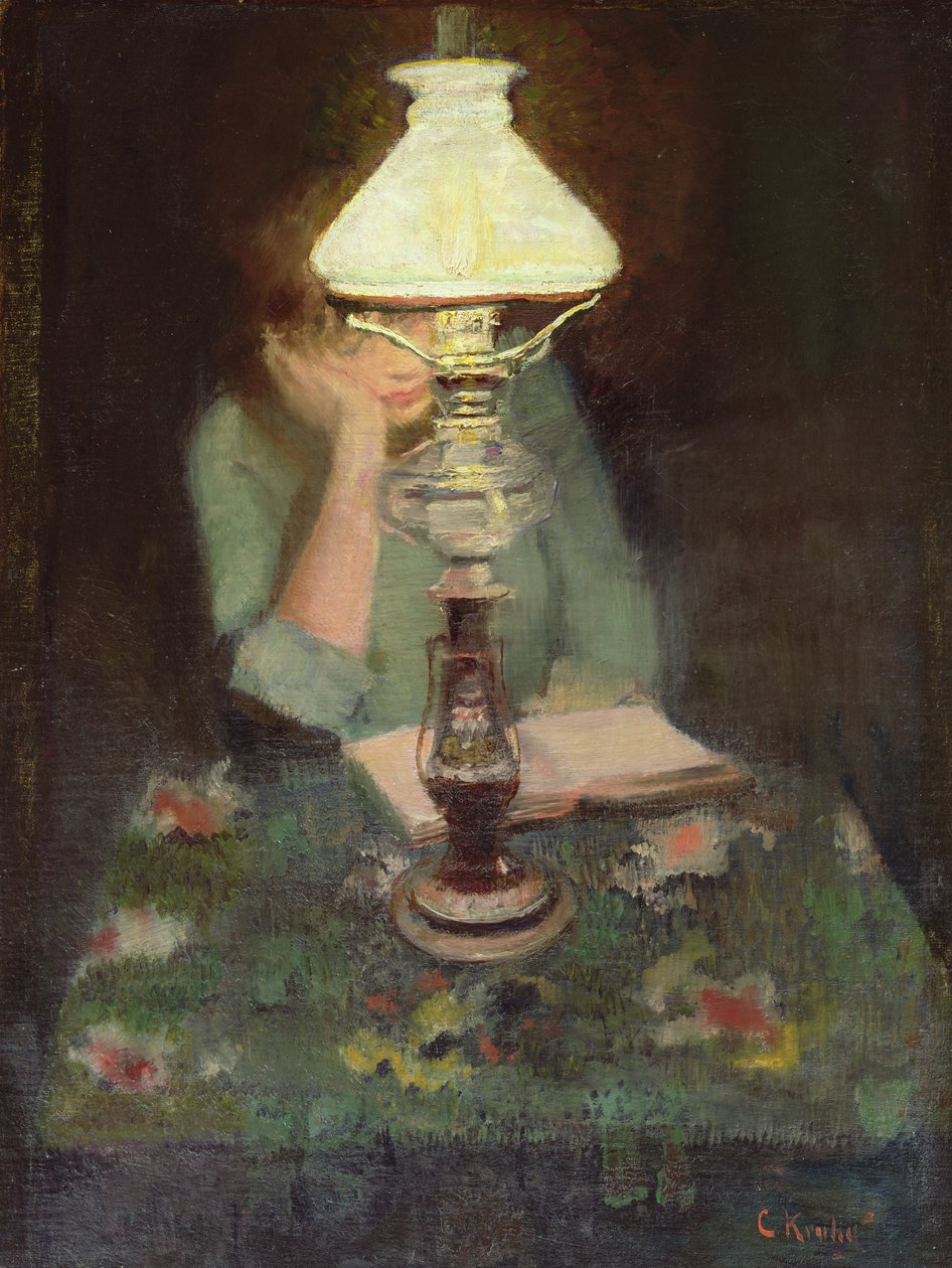 Oda with lamp by Christian Krohg