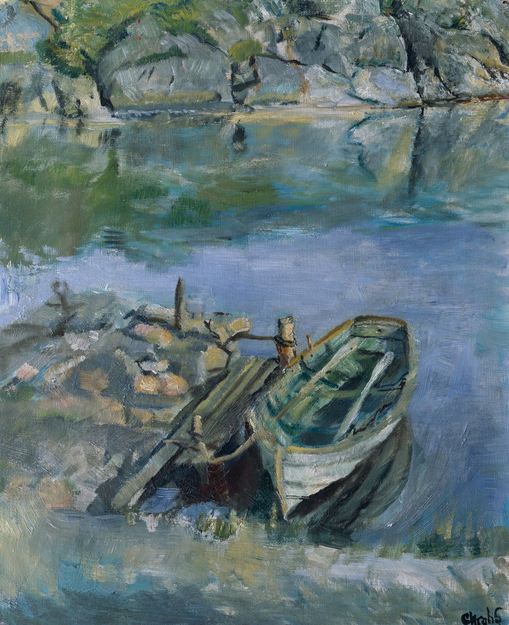 Rowing Boat with Quay by Christian Krohg