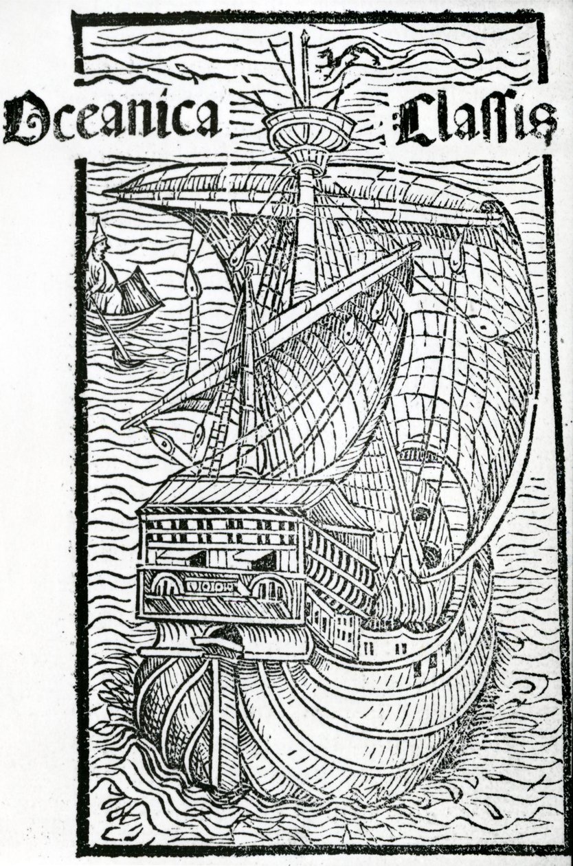 Drawing of the Santa Maria, 1493 by Christopher Columbus