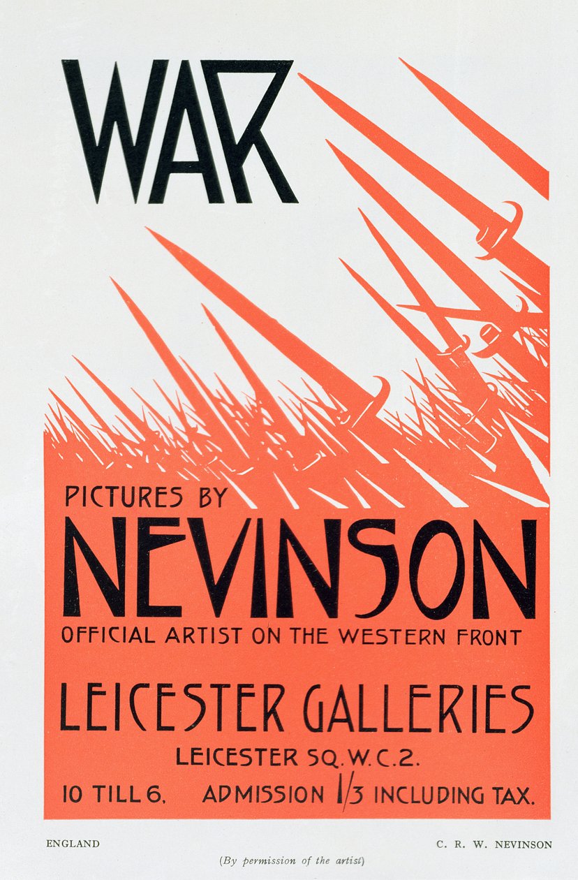 War Pictures by Nevinson, Official Artist on the Western Front, Poster for an Exhibition by Christopher Richard Wynne Nevinson