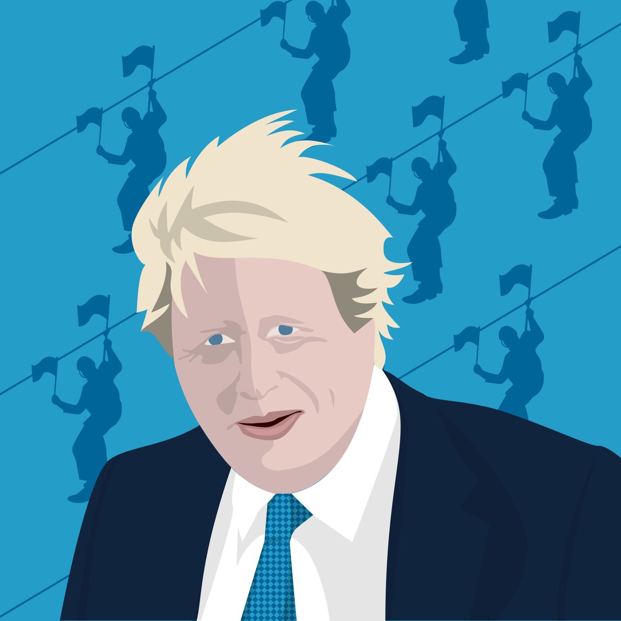 Boris Johnson and the zip wire by Claire Huntley