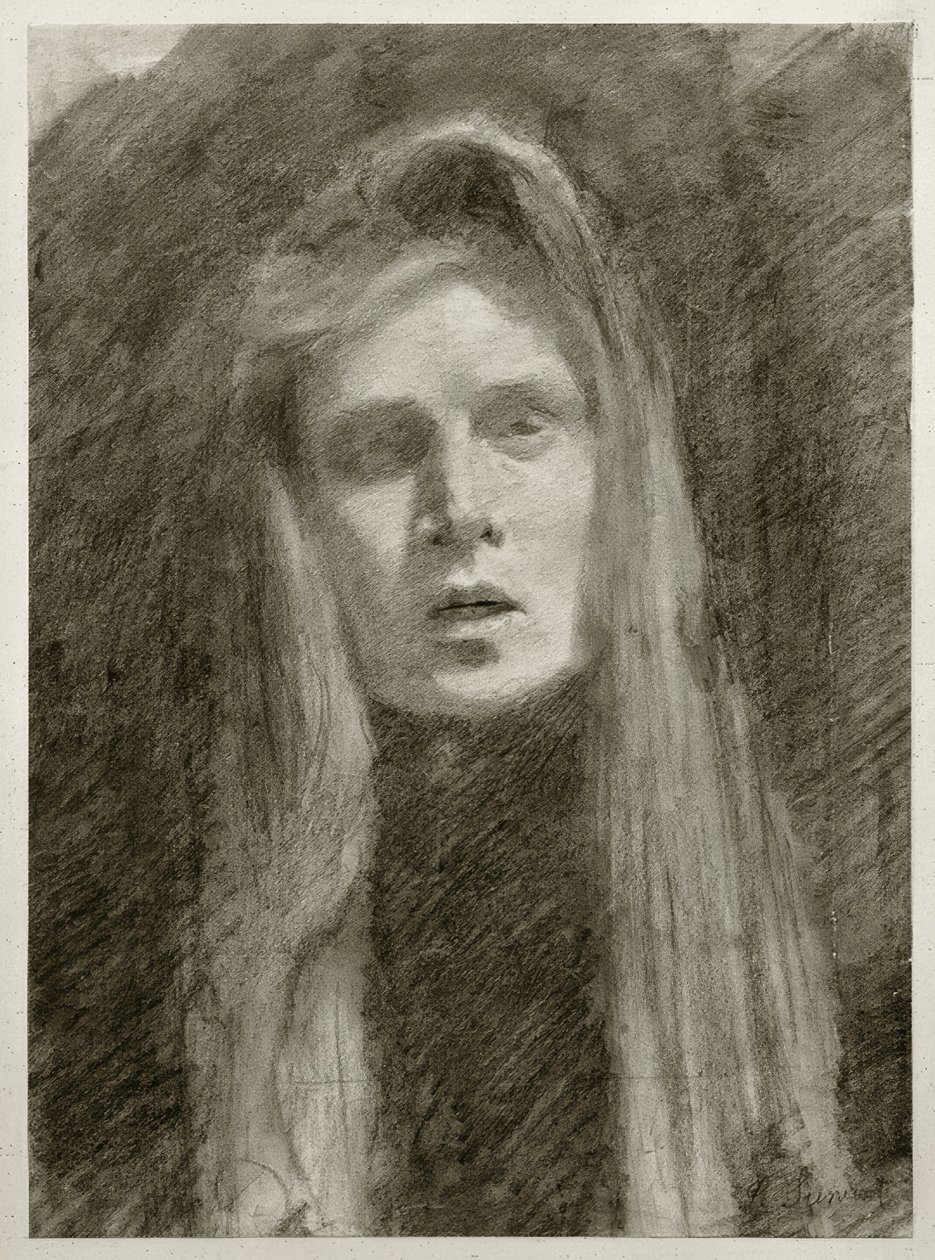 Female Portrait with Headscarf (Self-Portrait) by Clara Siewert