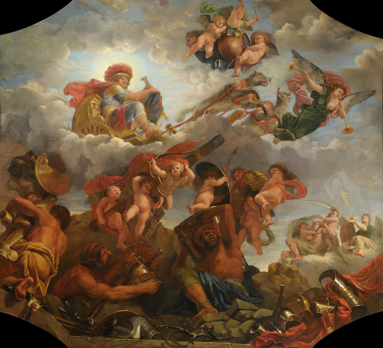 Mars on His Chariot Pulled by Wolves by Claude II Audran
