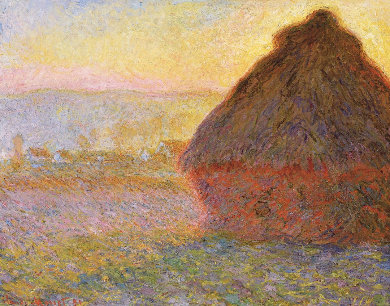 Haystacks (Sunset) by Claude Monet