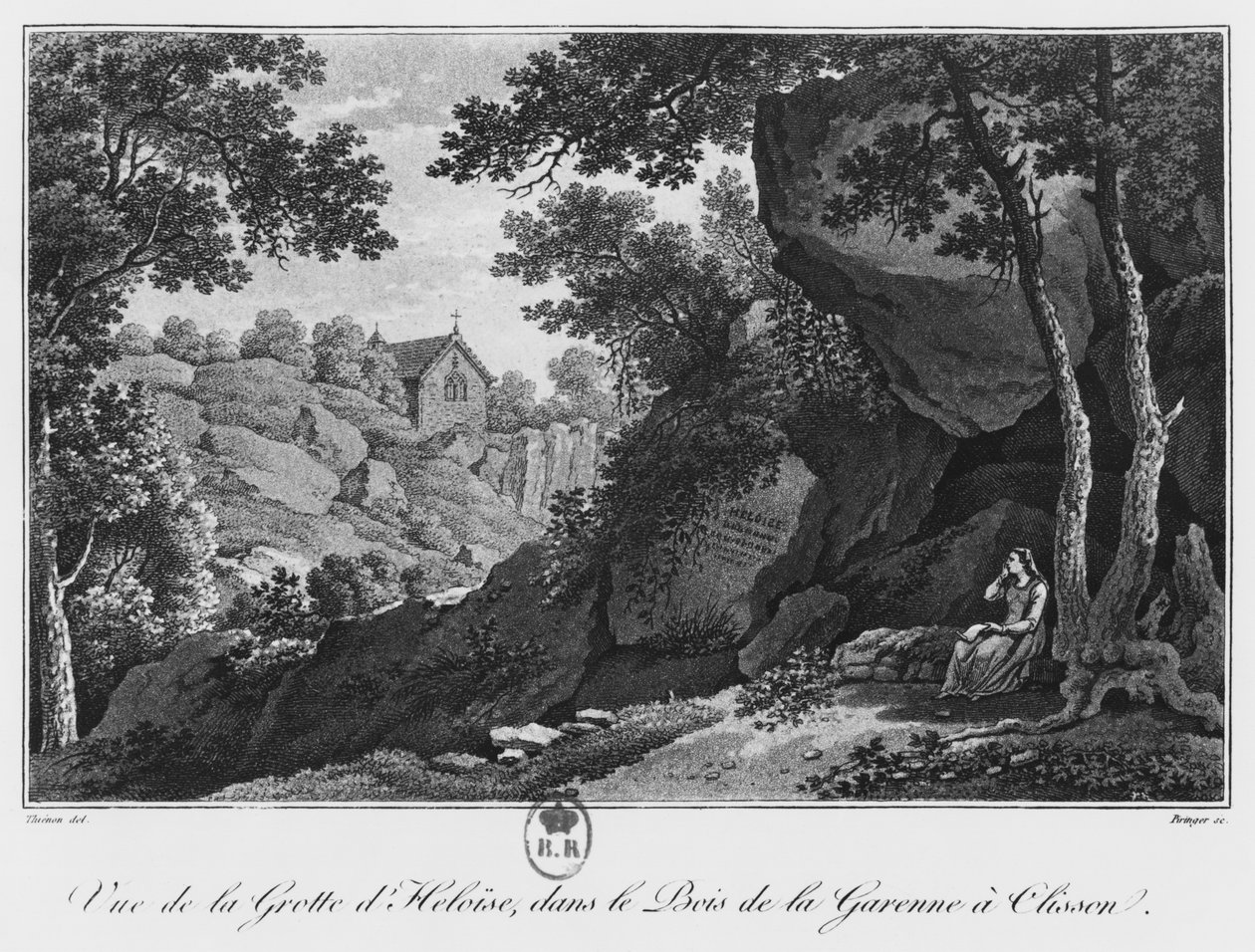 View of Heloise grotto in the park of La Garenne at Clisson, illustration from 