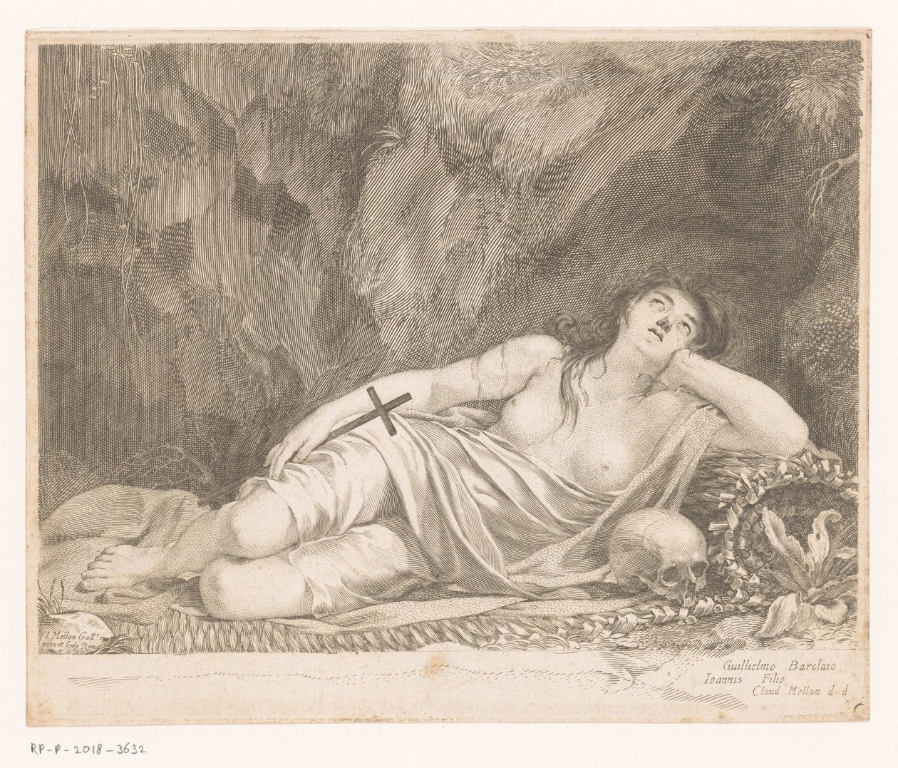 St. Mary Magdalene Lying in a Cave by Claude Mellan