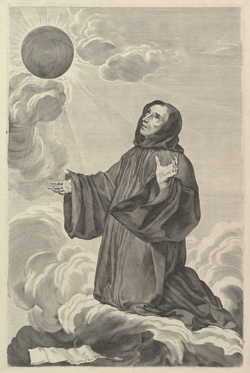 St. Benedict in Ecstasy by Claude Mellan