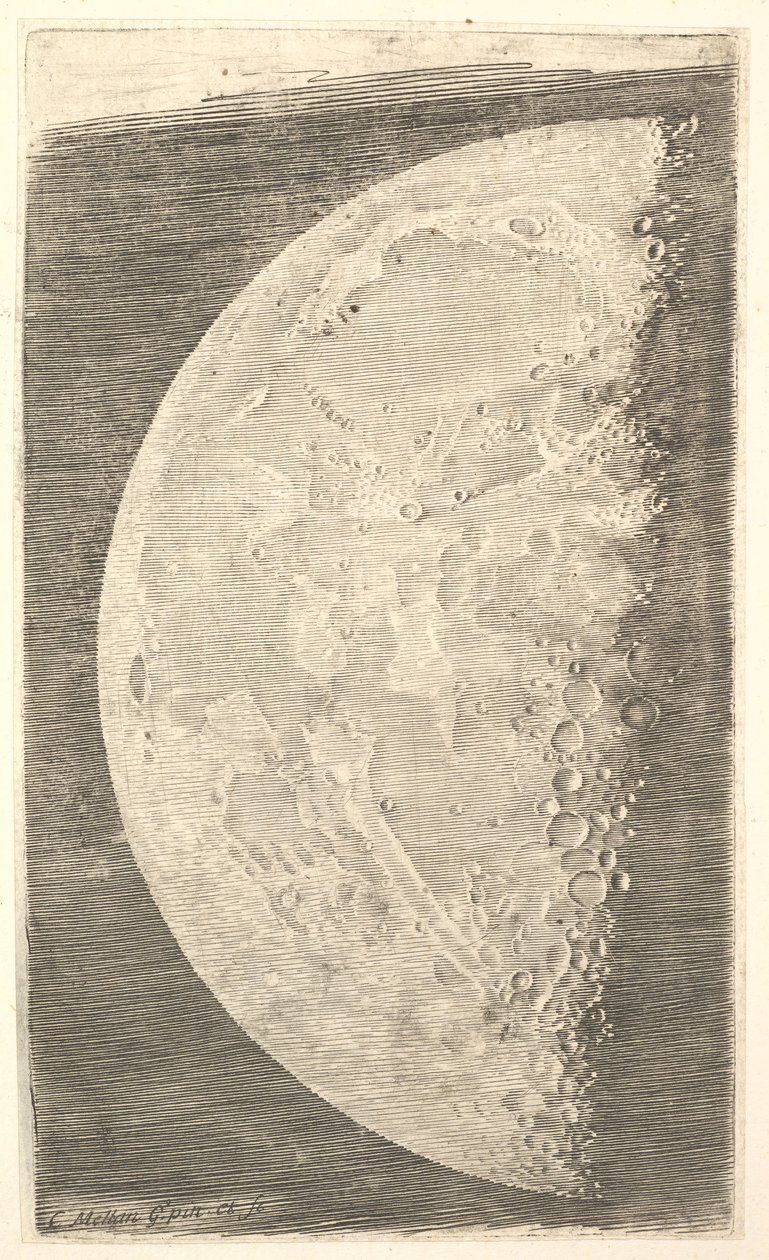 The Moon in its Final Quarter by Claude Mellan