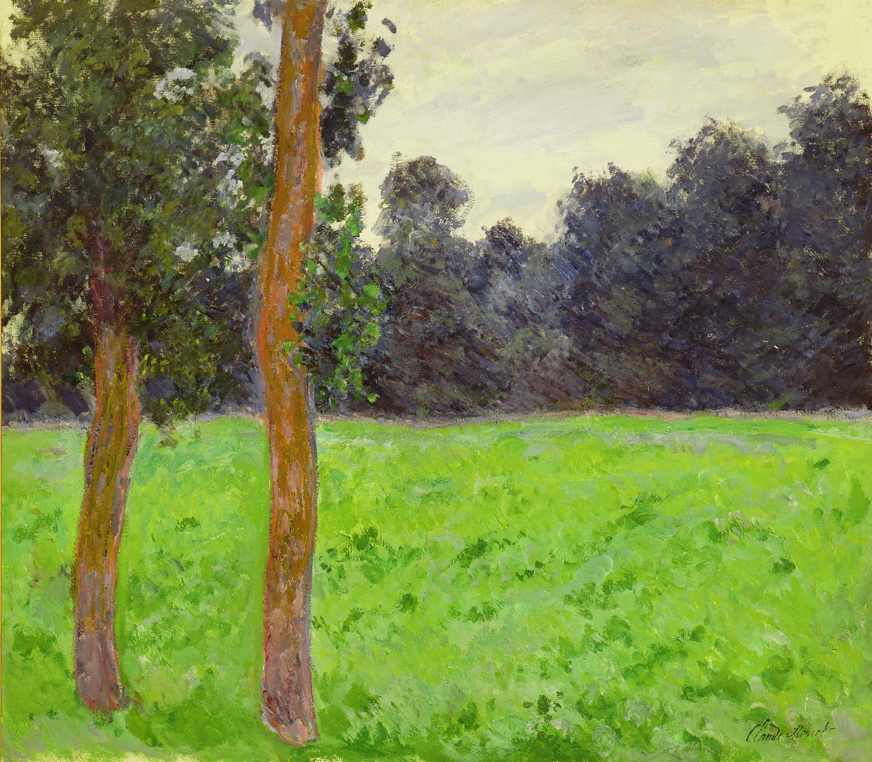 Two Trees in the Meadow by Claude Monet