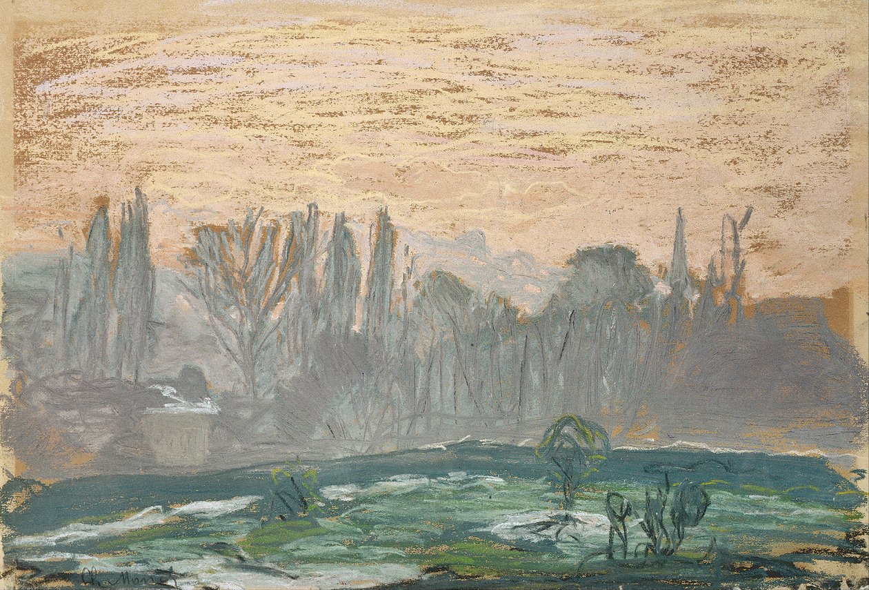 Winter Landscape with Evening Sky by Claude Monet