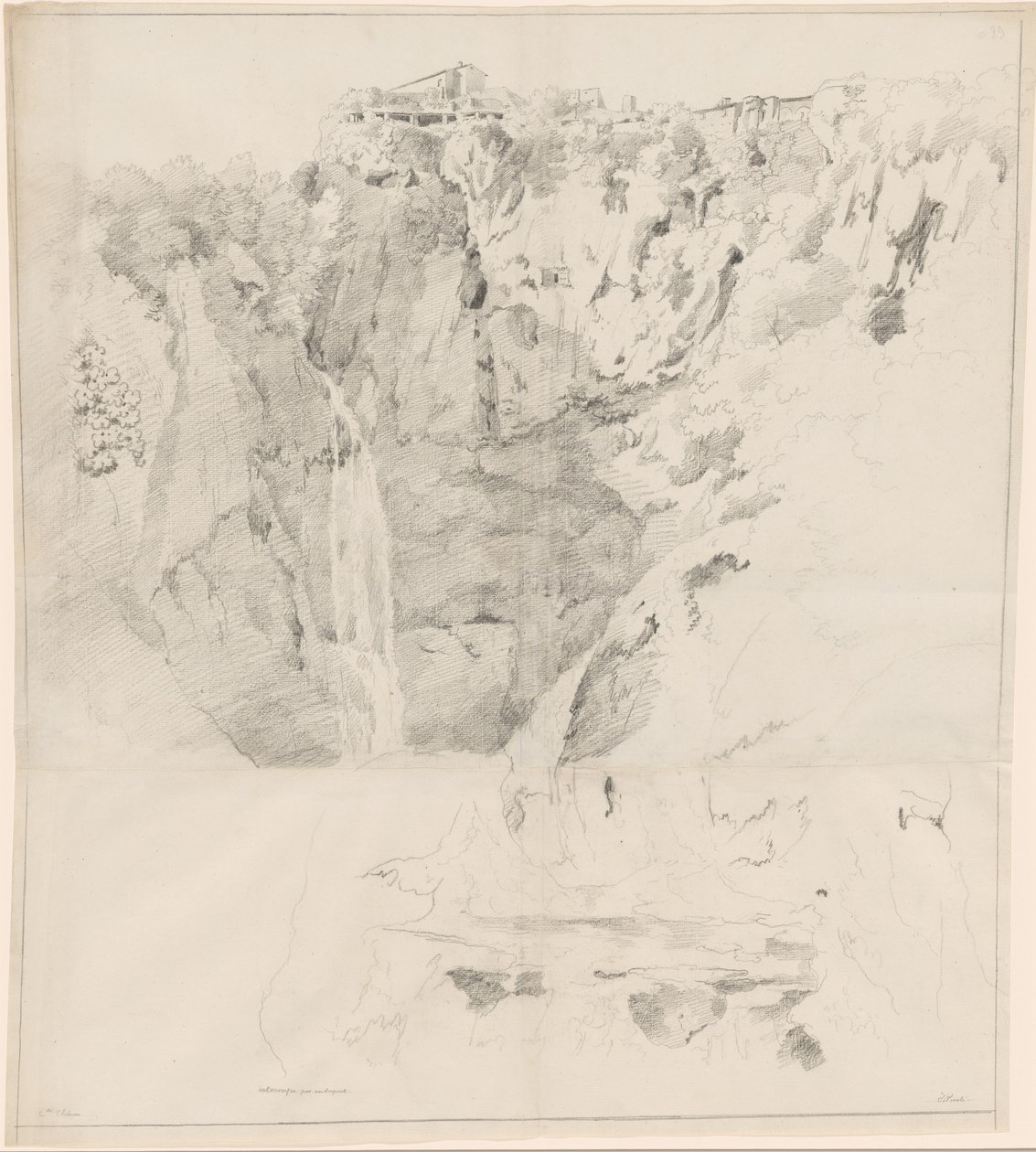 Cliffs with a Waterfall at Tivoli by Claude Thienon