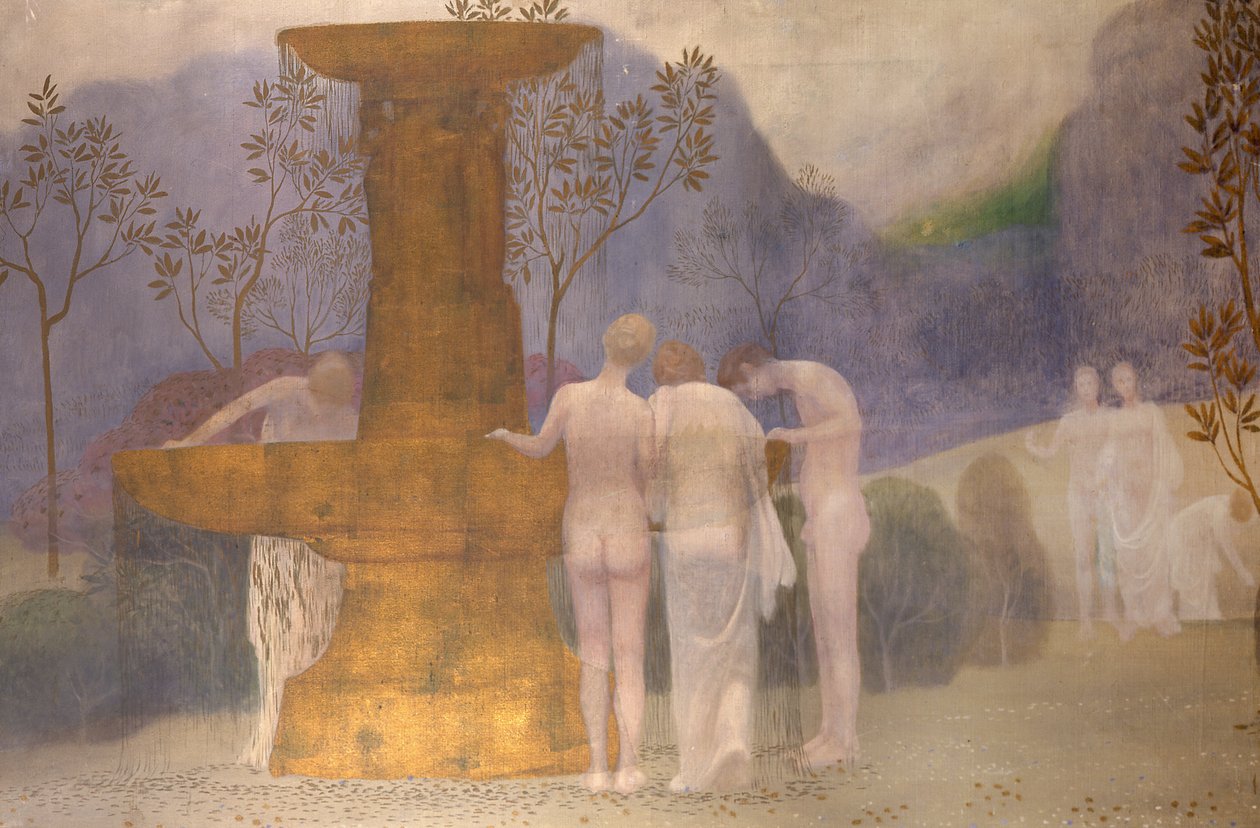 Figures by a Fountain by Constant Montald