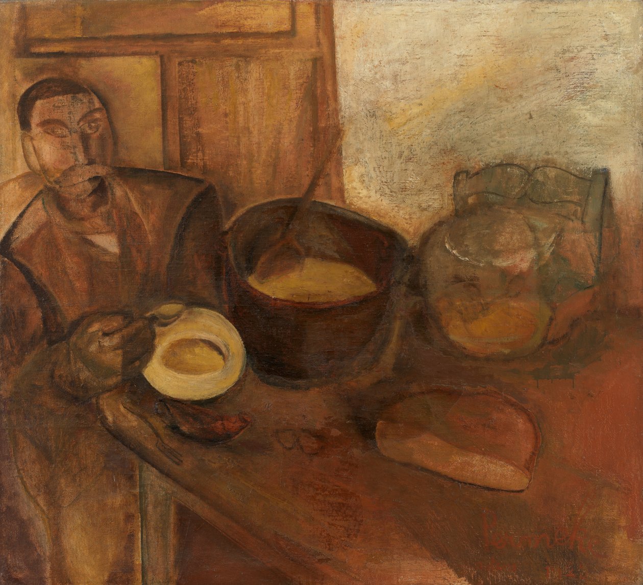 Man Eating Milk-Soup by Constant Permeke
