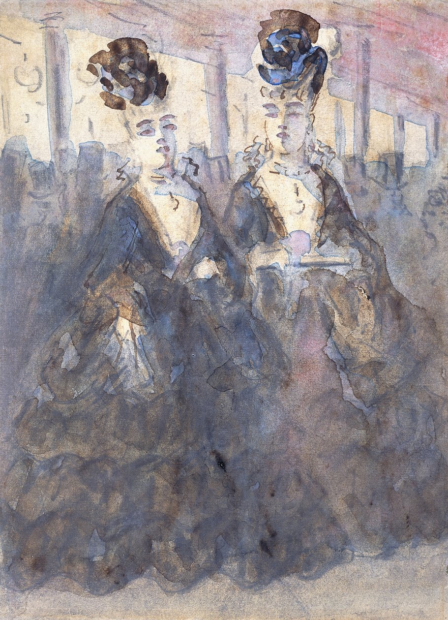 Two Lorettes at the Theatre by Constantin Guys