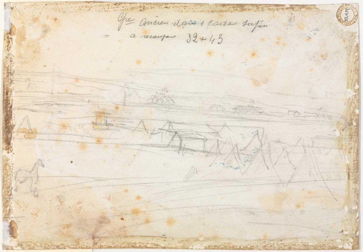War Encampment Scene (verso) by Constantin Guys