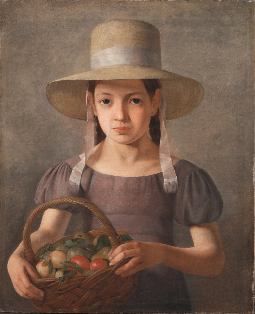 A Girl with Fruits in a Basket by Constantin Hansen