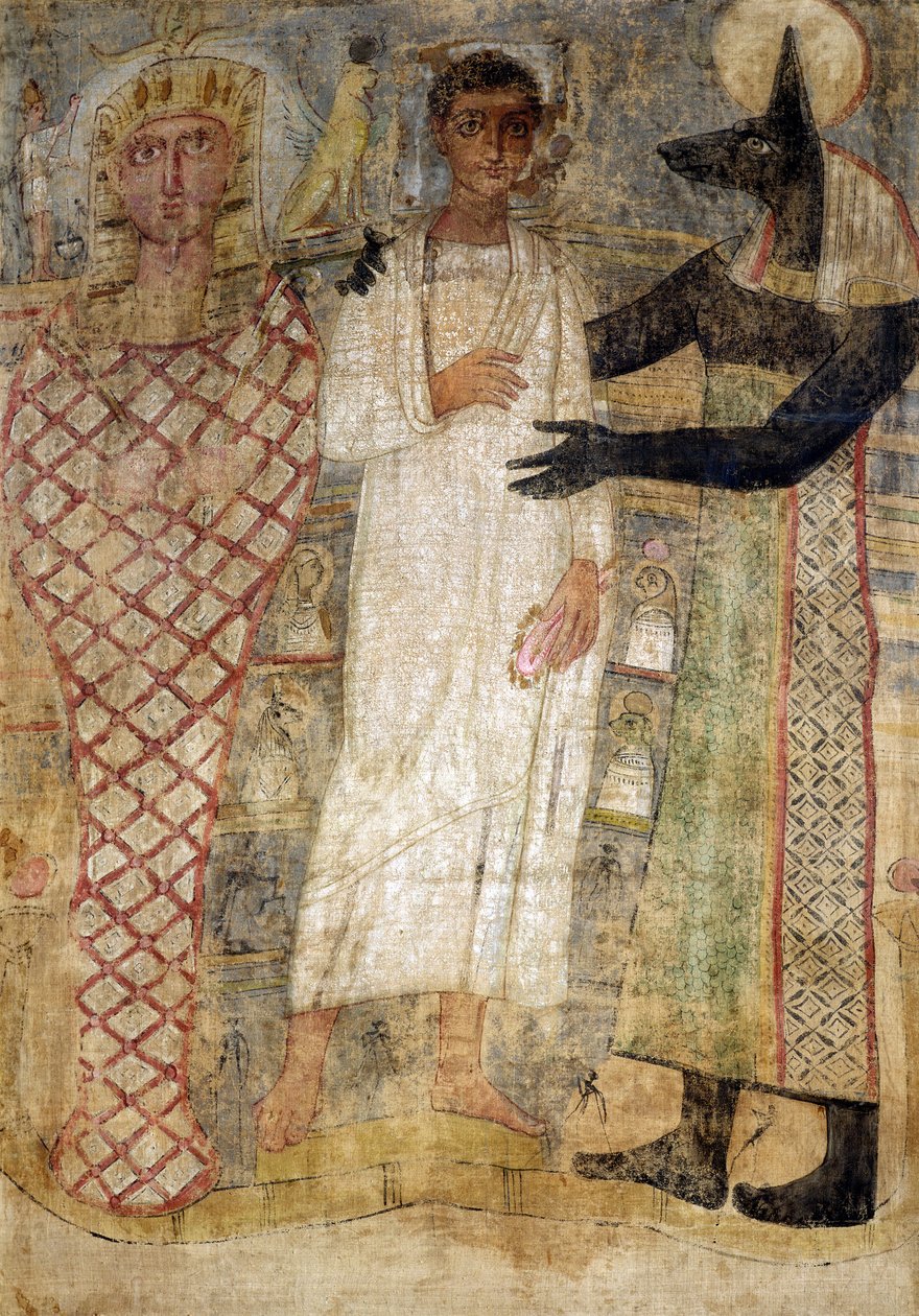 The Deceased and His Mummy Protected by Anubis by Coptic