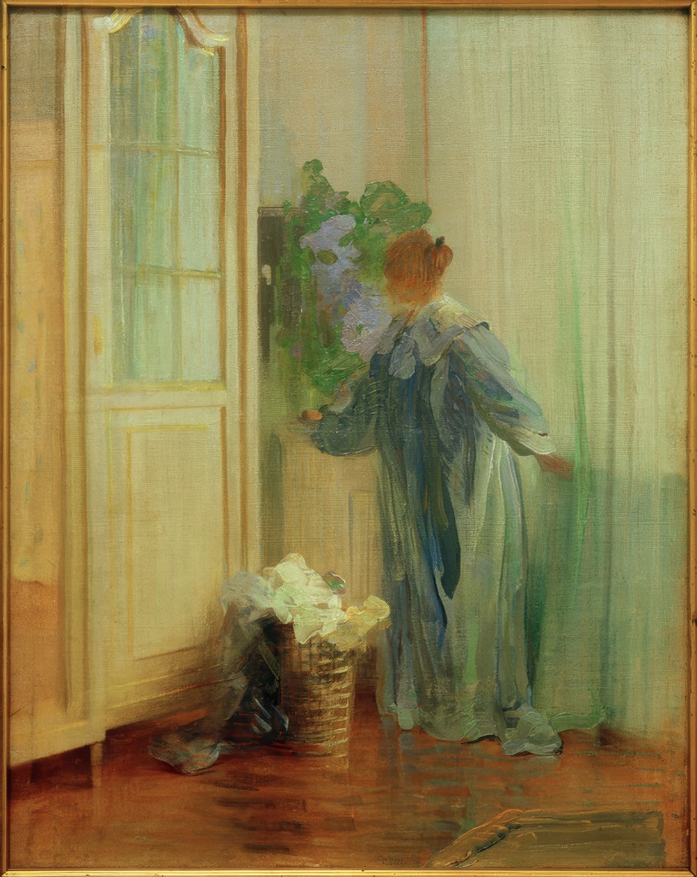Sophie Herz in Blue Garment at the Window by Curt Herrmann