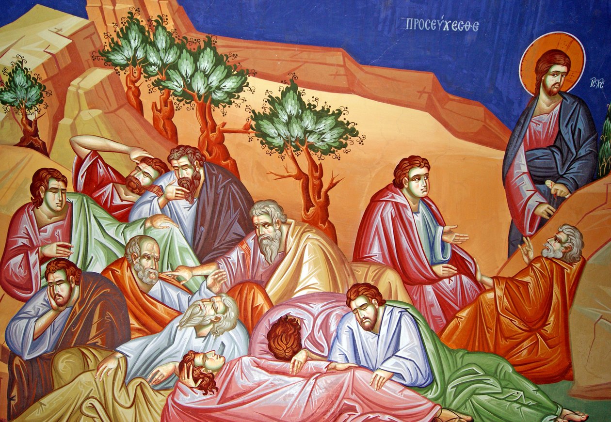 Apostles waiting for Jesus on the Mount of Olives in Jerusalem by Cypriot