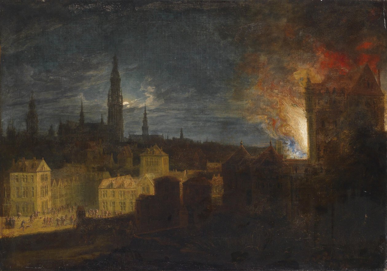 The Burning of the Antwerp City Hall on November 4, 1576 by Daniel van Heil