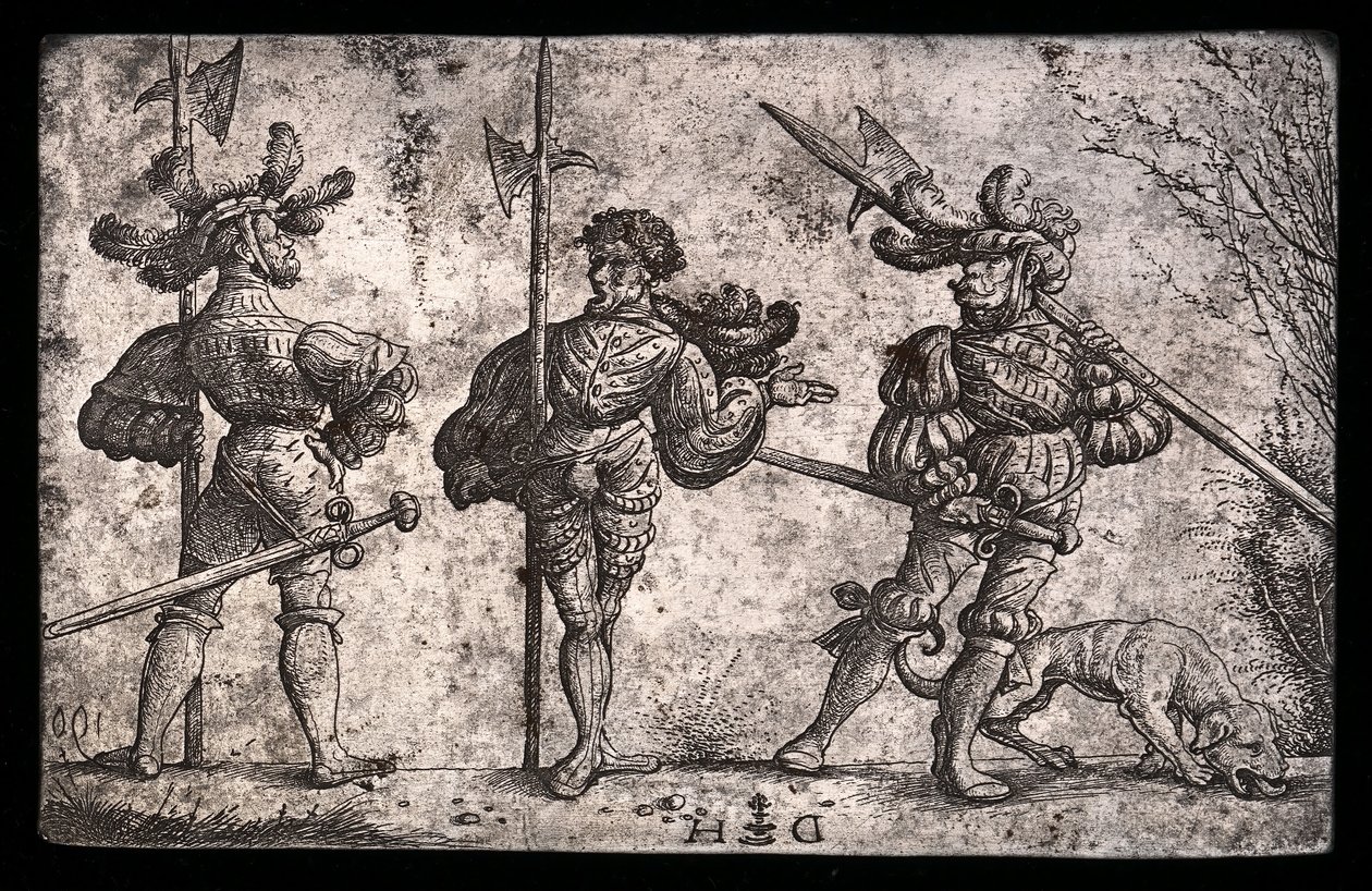 Three German Soldiers Armed with Halberds by Daniel Hopfer