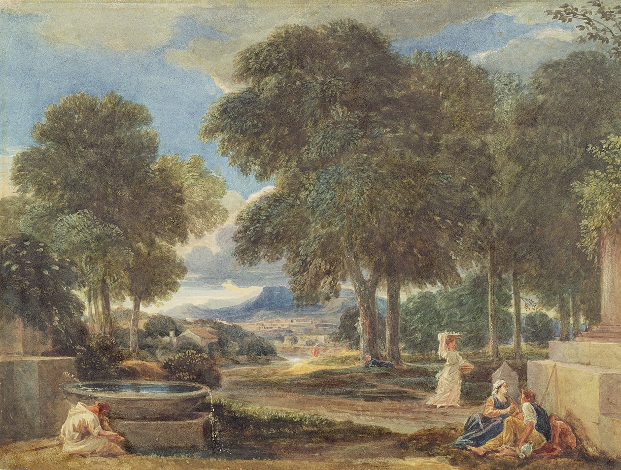 Landscape with a Man Washing his Feet at a Fountain by David Cox