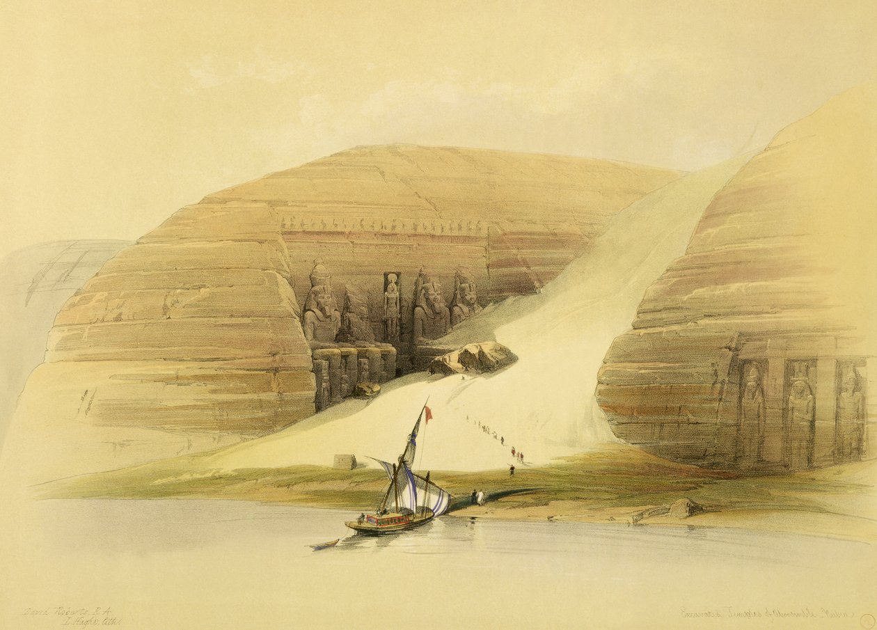 Excavated Temple of Abu Simbel, from Egypt and Nubia, Vol.1 by David Roberts