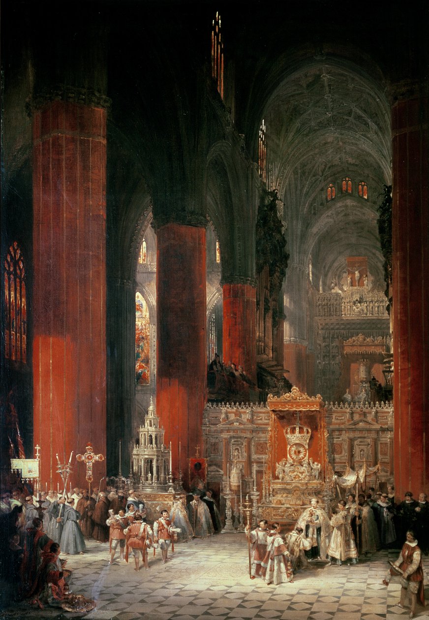Procession in Seville Cathedral by David Roberts
