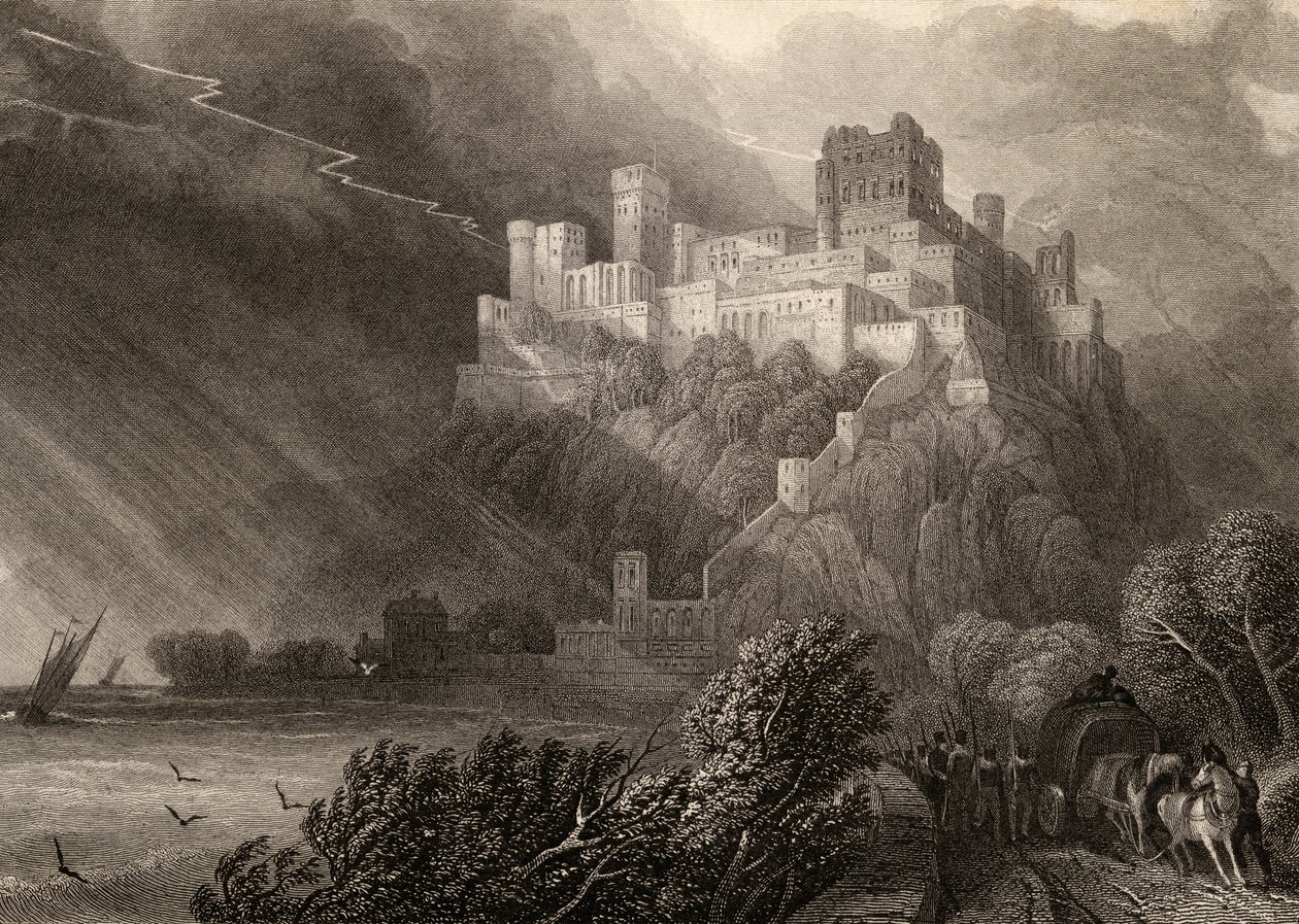The Ruins of Rheinfels (engraved by W. Radclyffe) by David Roberts