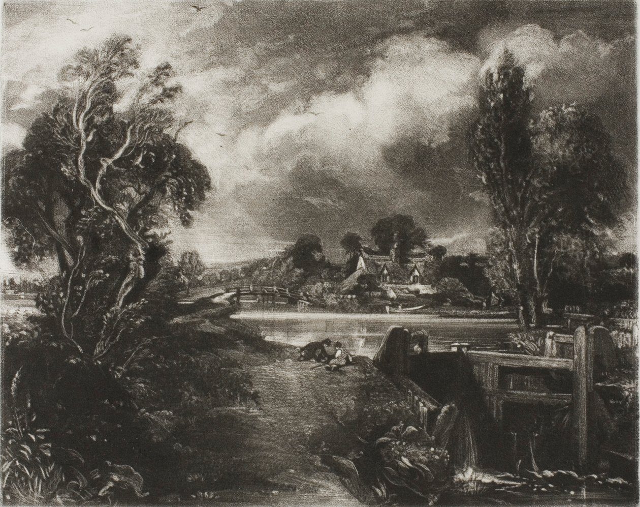 A Lock on the Stour, Suffolk by David Lucas