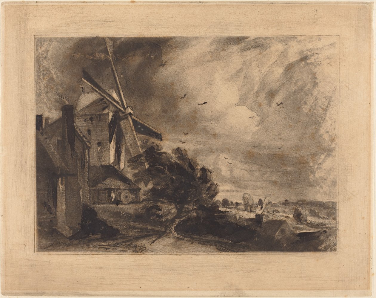 A Mill by David Lucas after John Constable
