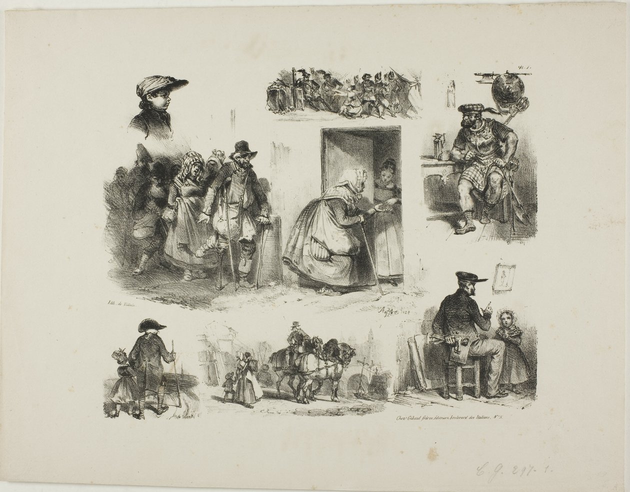 Sheet of Sketches by Denis Auguste Marie Raffet