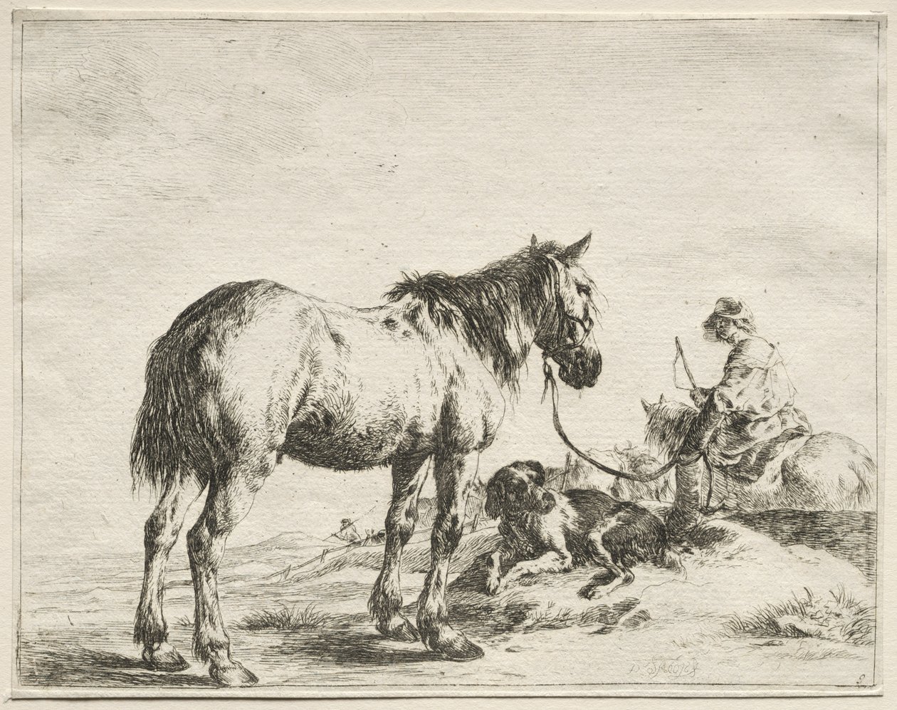 A Horse Fastened to a Stake by Dirck Stoop