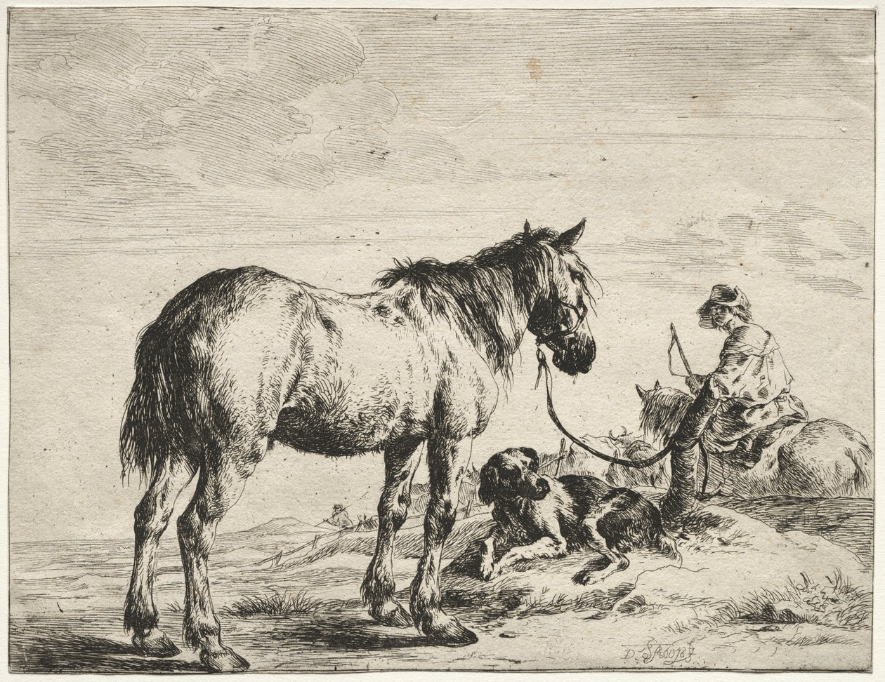 Horse Bound to a Post by Dirck Stoop