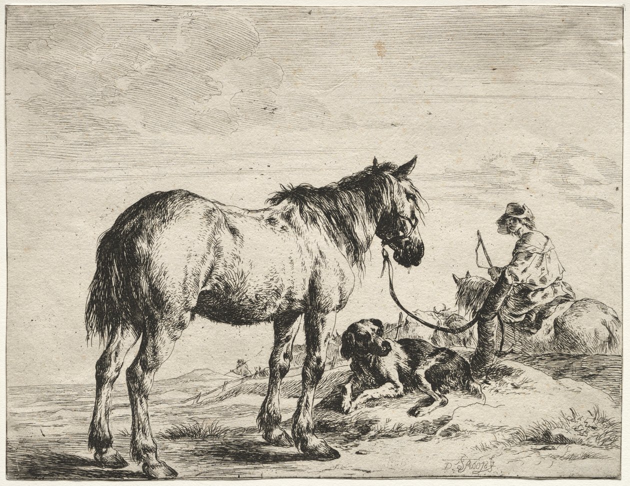 Horse Bound to a Post by Dirck Stoop