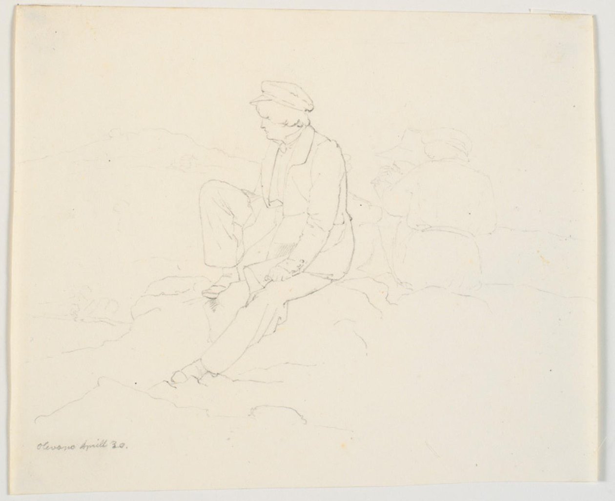 Two Seated Men on a Rock by Ditlev Blunck