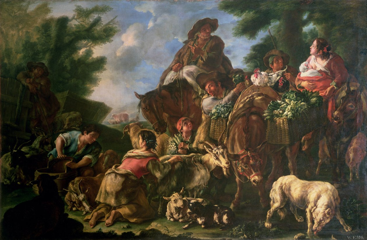Group of Shepherds with a Horse by Domenico Brandi