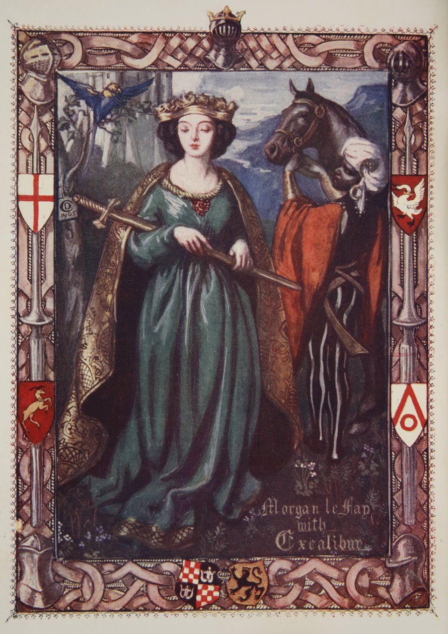 Morgan le Fay with Excalibur, illustration from 