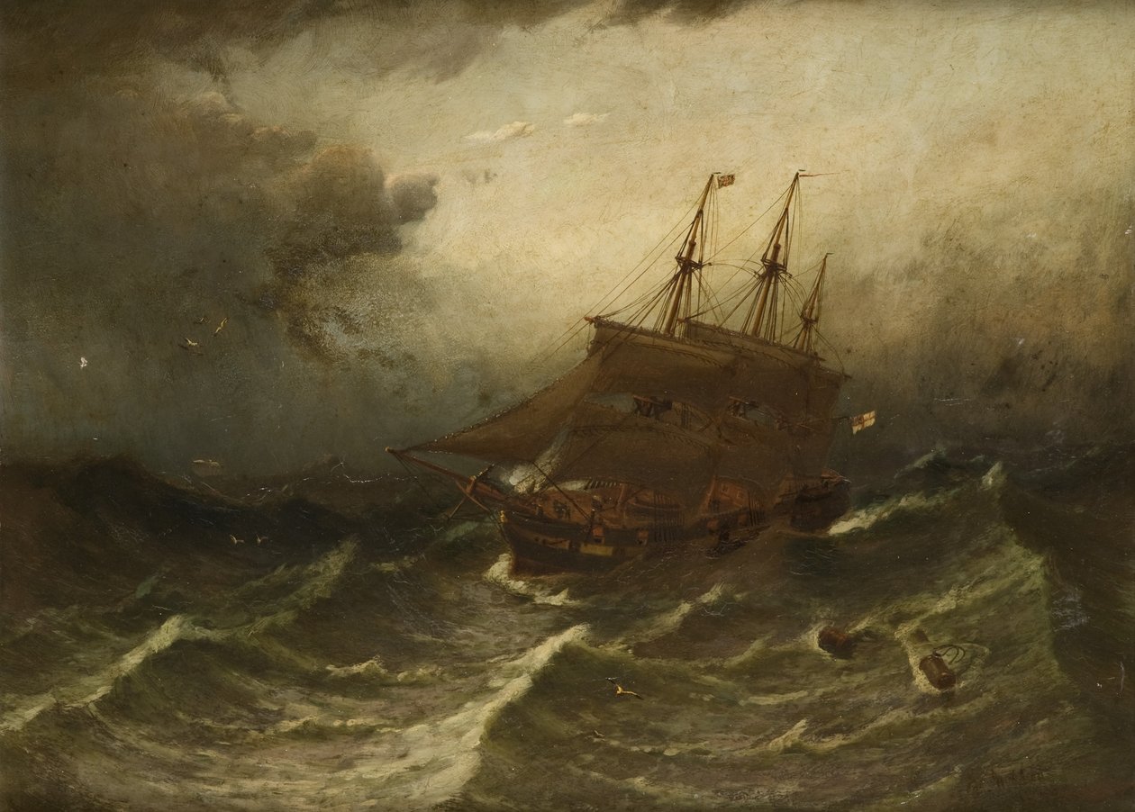 Sailing Vessel in a storm 1882 by Duncan F. McLea