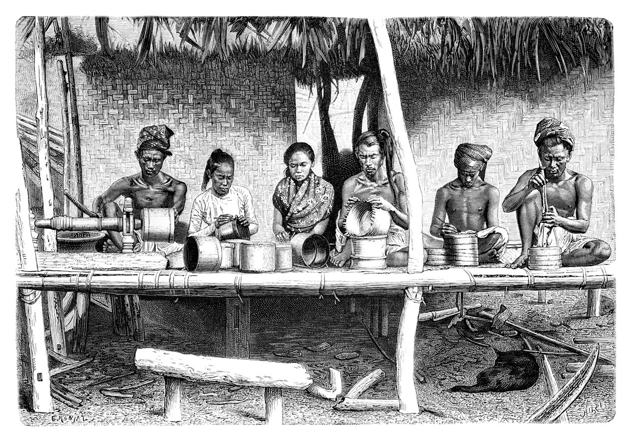 Artisans from Burma (Myanmar), 1895 by Etienne Antoine Eugene Ronjat