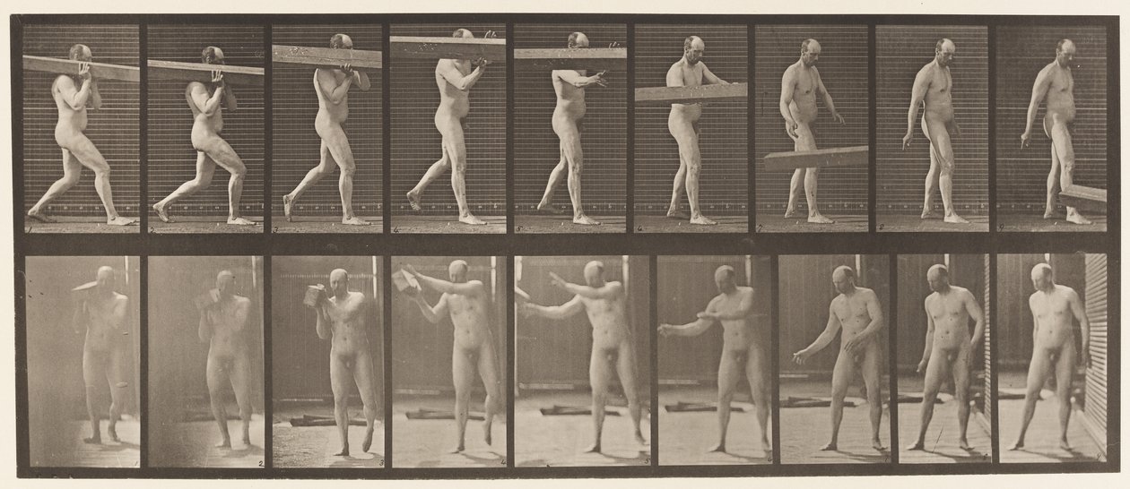 Lifting A Log on Shoulder by Eadweard Muybridge