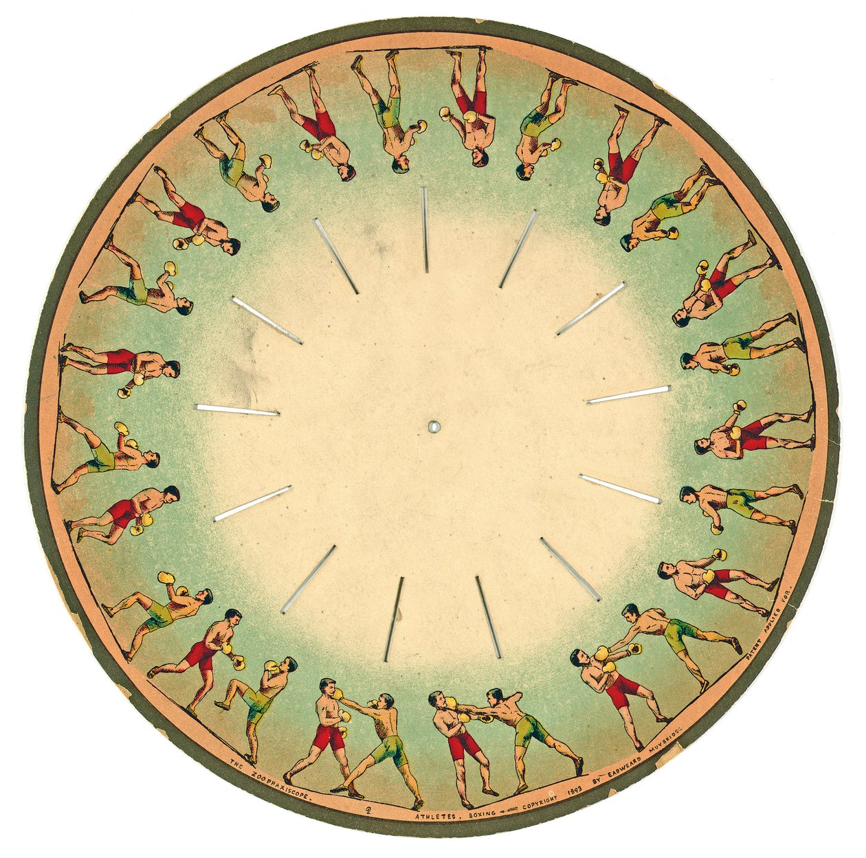 Zoopraxiscope Disc Showing Men Boxing, 1893 by Eadweard Muybridge