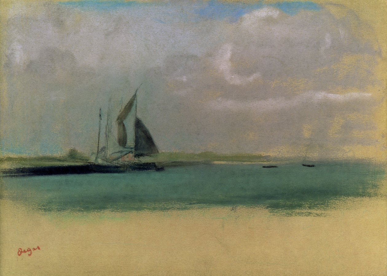 Fishing Boats Moored in the Harbour by Edgar Degas