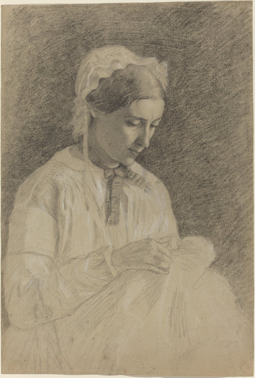 Woman Embroidering by Edgar Degas