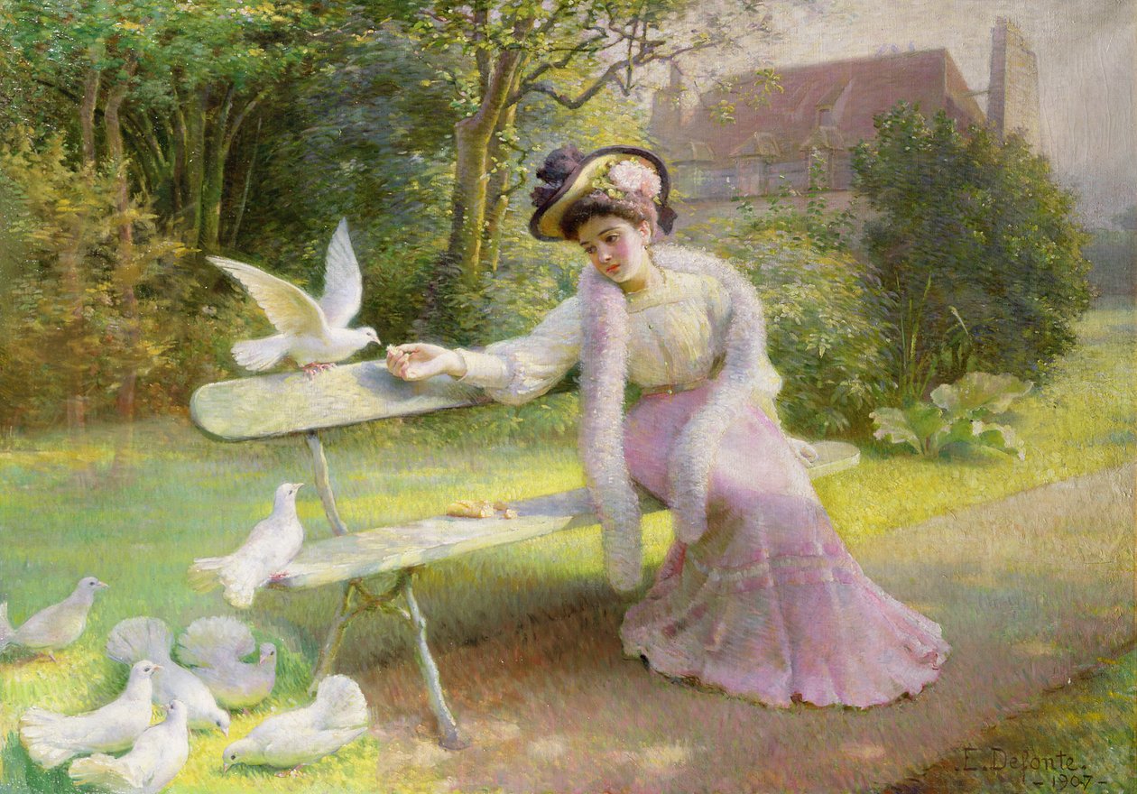 Feeding the Doves by Edmond Alphonse Defonte
