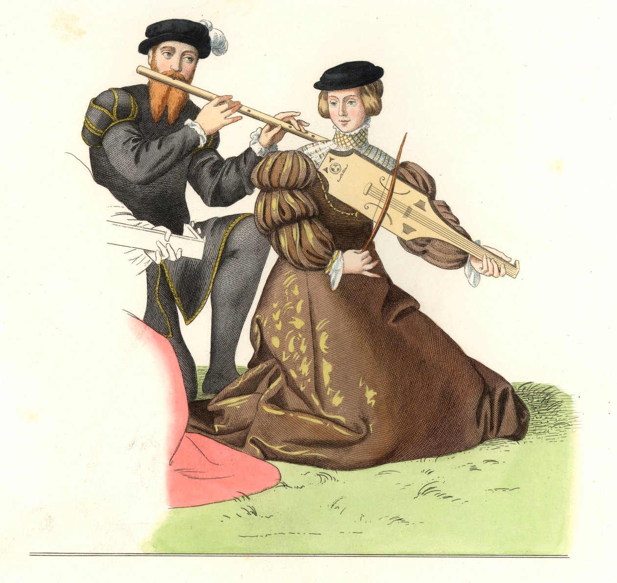 Gentleman and Lady, Couple of English Musicians by Edmond Lechevallier Chevignard